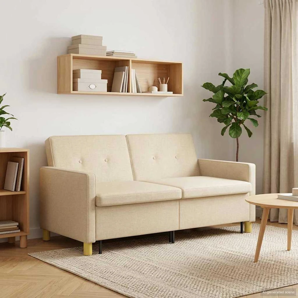 Ištraukiama sofa-lova Kreminė Audinys