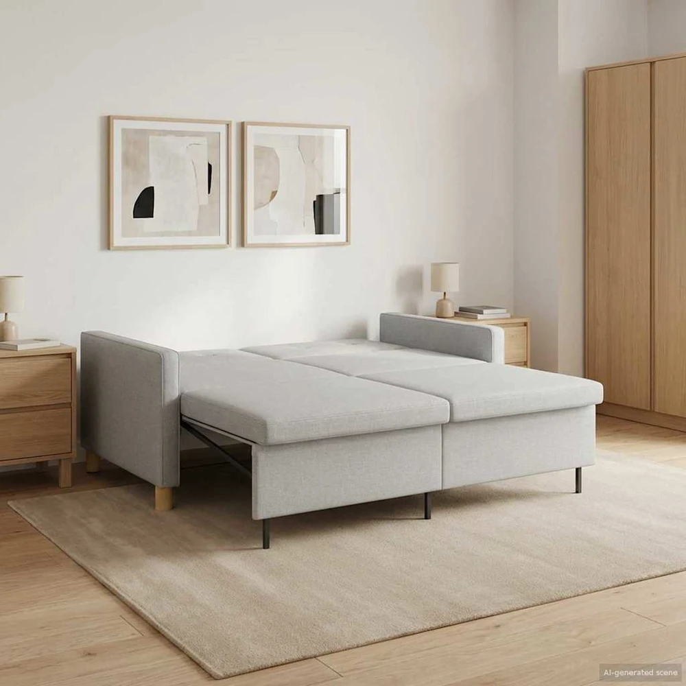 Ištraukiama sofa-lova Kreminė Audinys