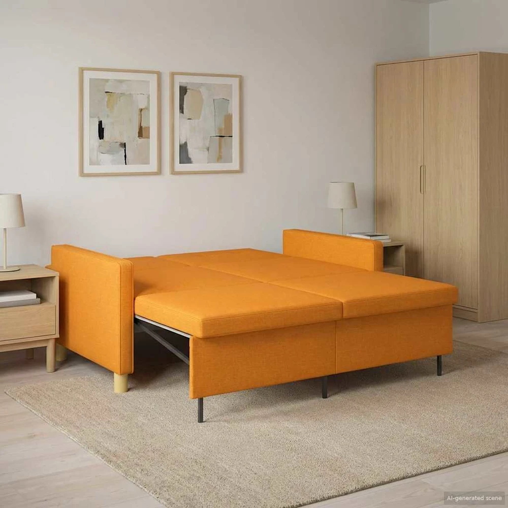 Ištraukiama sofa-lova Tamsiai geltona Audinys