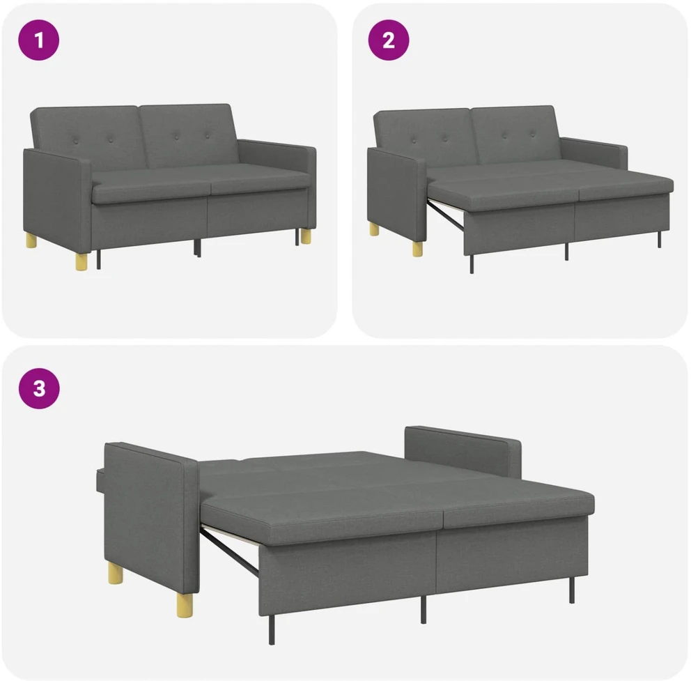 Ištraukiama sofa-lova Tamsiai pilka Audinys