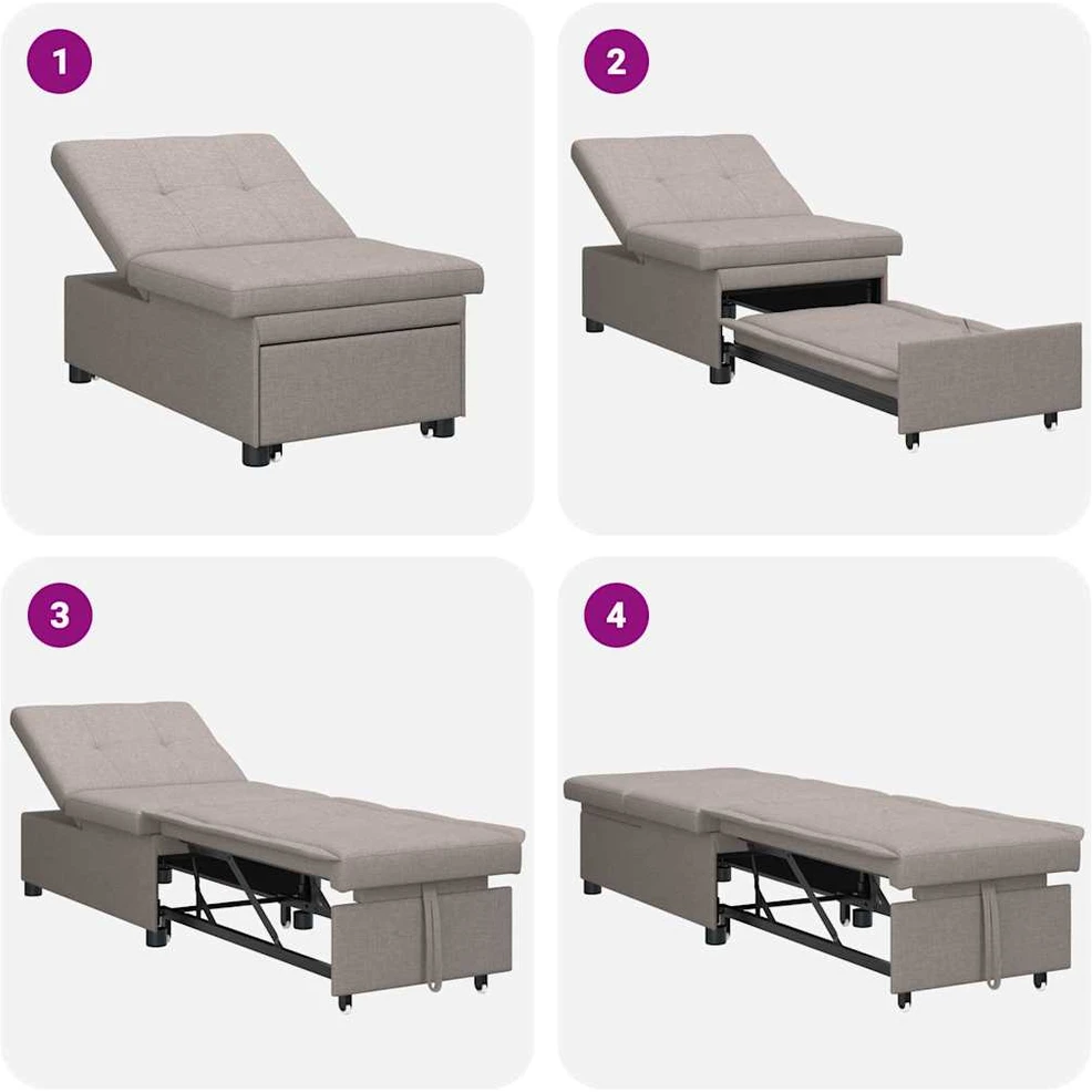 Ištraukiama sofa-lova Taupe 194 x 50 x 82 cm audinys