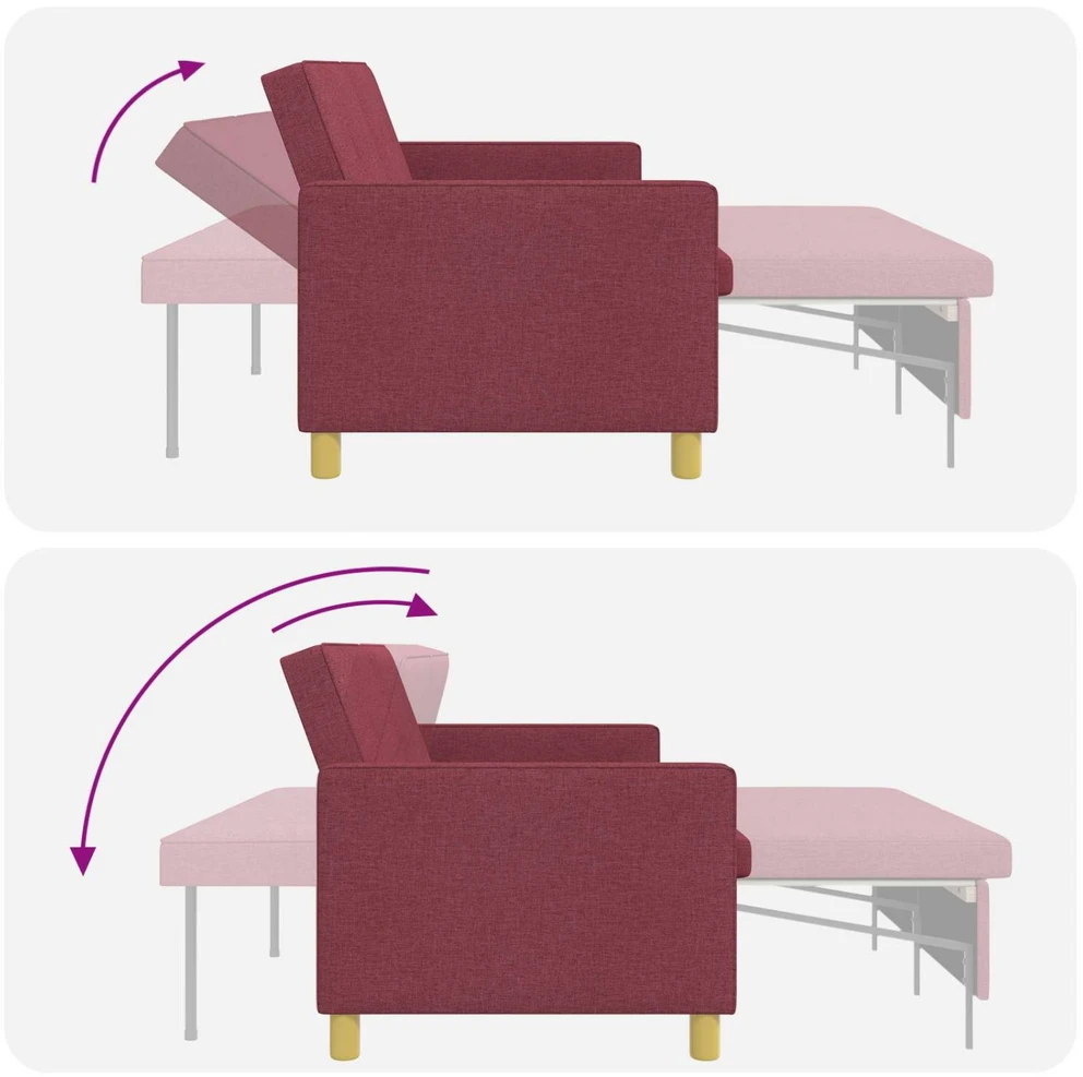 Ištraukiama sofa-lova Vyno raudona Audinys