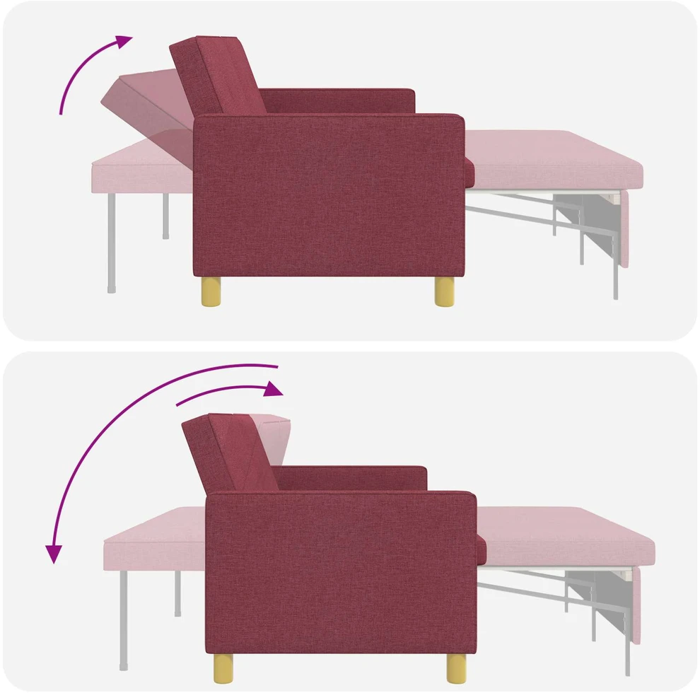 Ištraukiama sofa-lova Vyno raudona Audinys