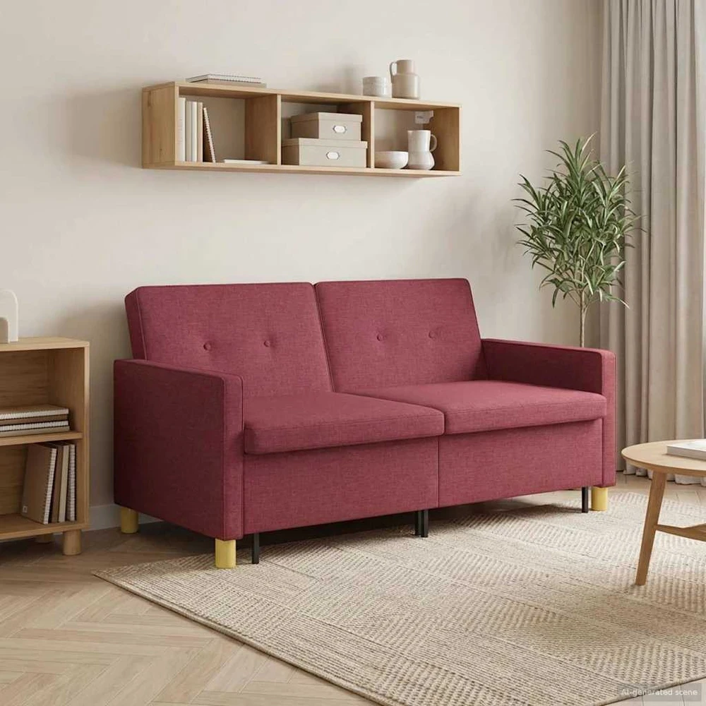 Ištraukiama sofa-lova Vyno raudona Audinys