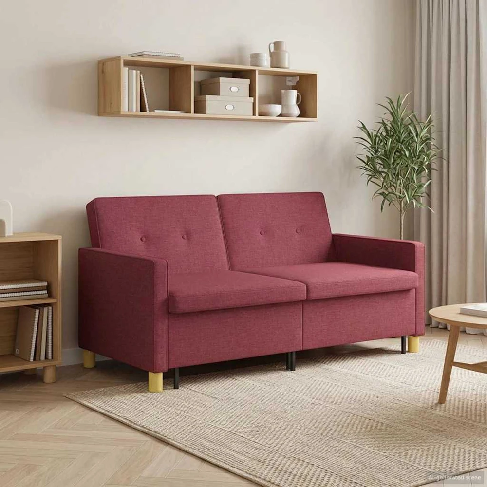 Ištraukiama sofa-lova Vyno raudona Audinys