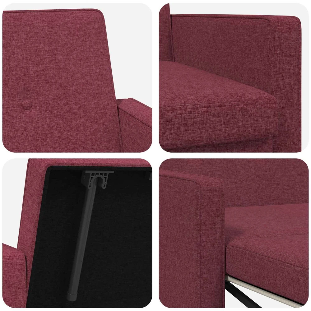 Ištraukiama sofa-lova Vyno raudona Audinys
