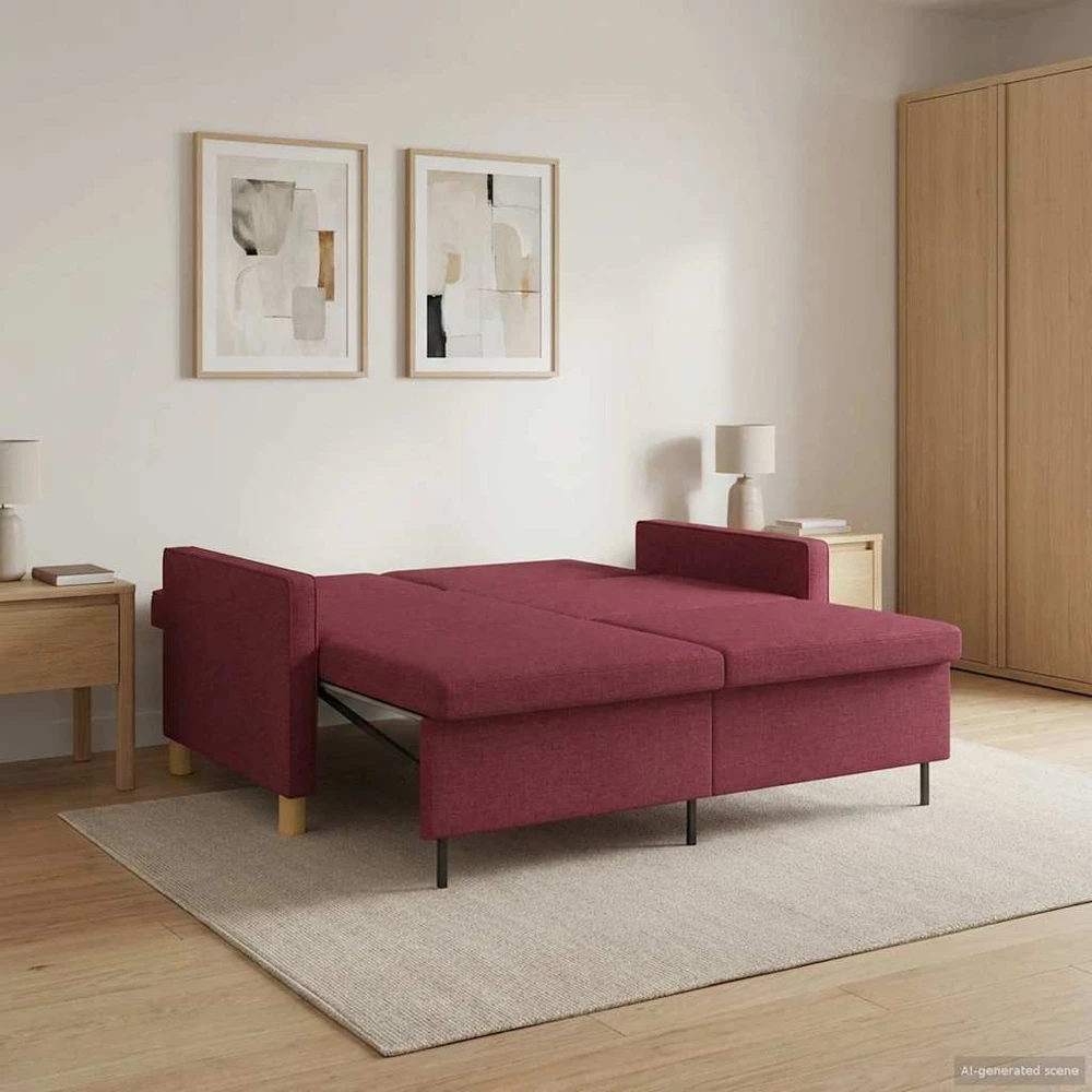 Ištraukiama sofa-lova Vyno raudona Audinys
