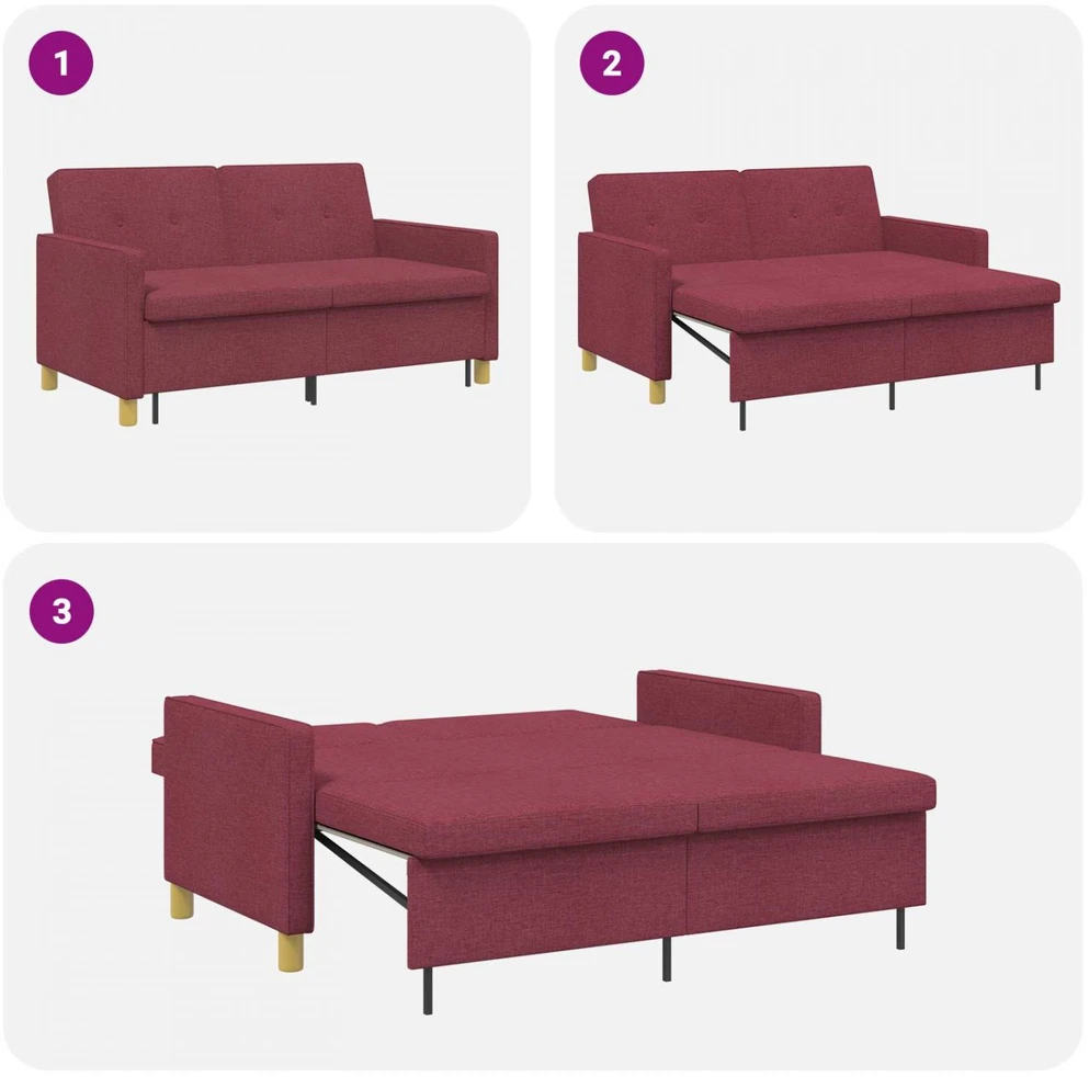Ištraukiama sofa-lova Vyno raudona Audinys