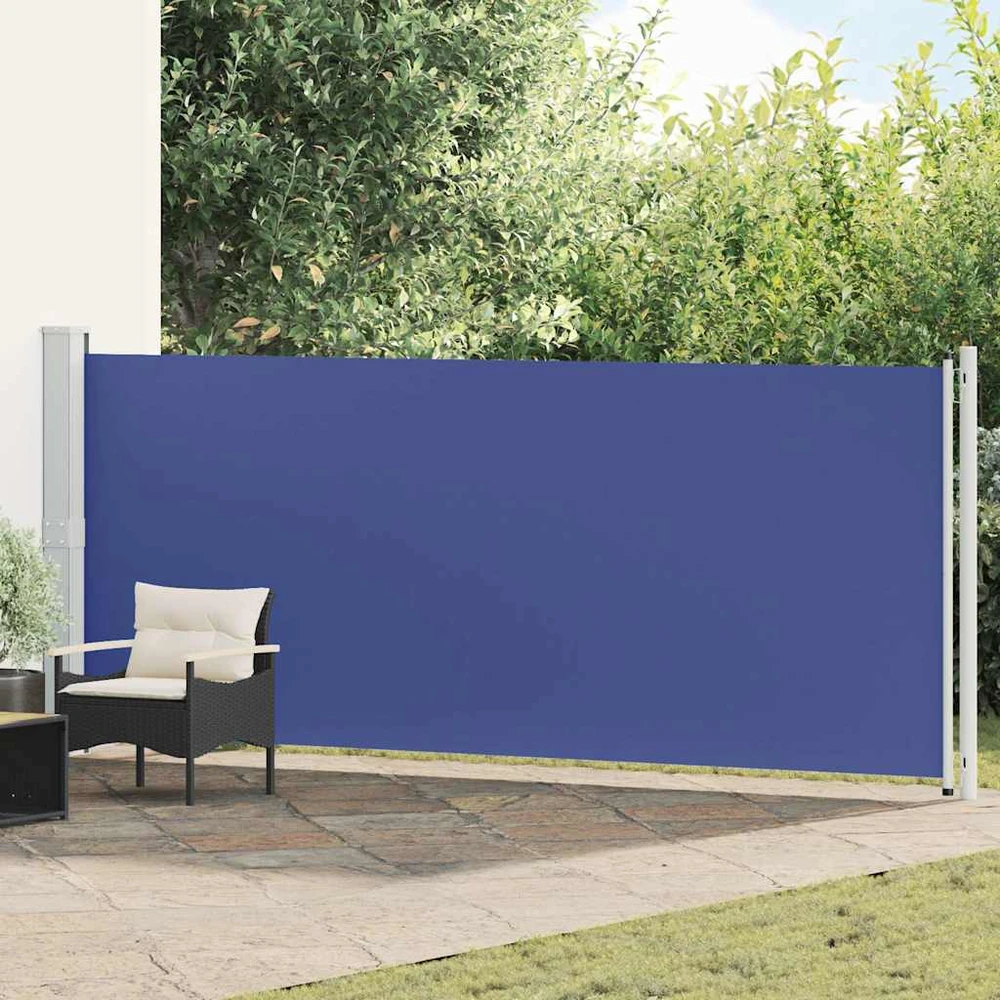 Ištraukiama šoninė kiemo markizė, mėlynos spalvos, 600x160cm