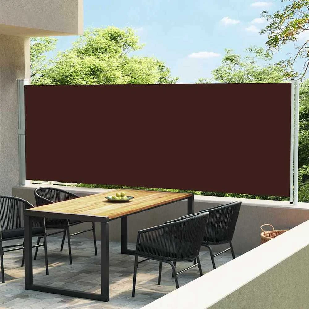 Ištraukiama šoninė kiemo markizė, rudos spalvos, 600x160cm