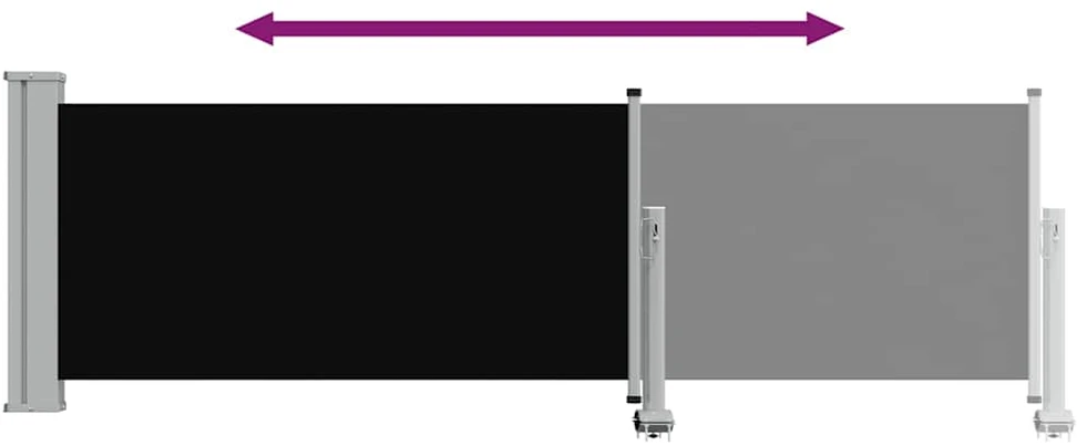 Ištraukiama šoninė kiemo pertvara, juodos spalvos, 80x300cm