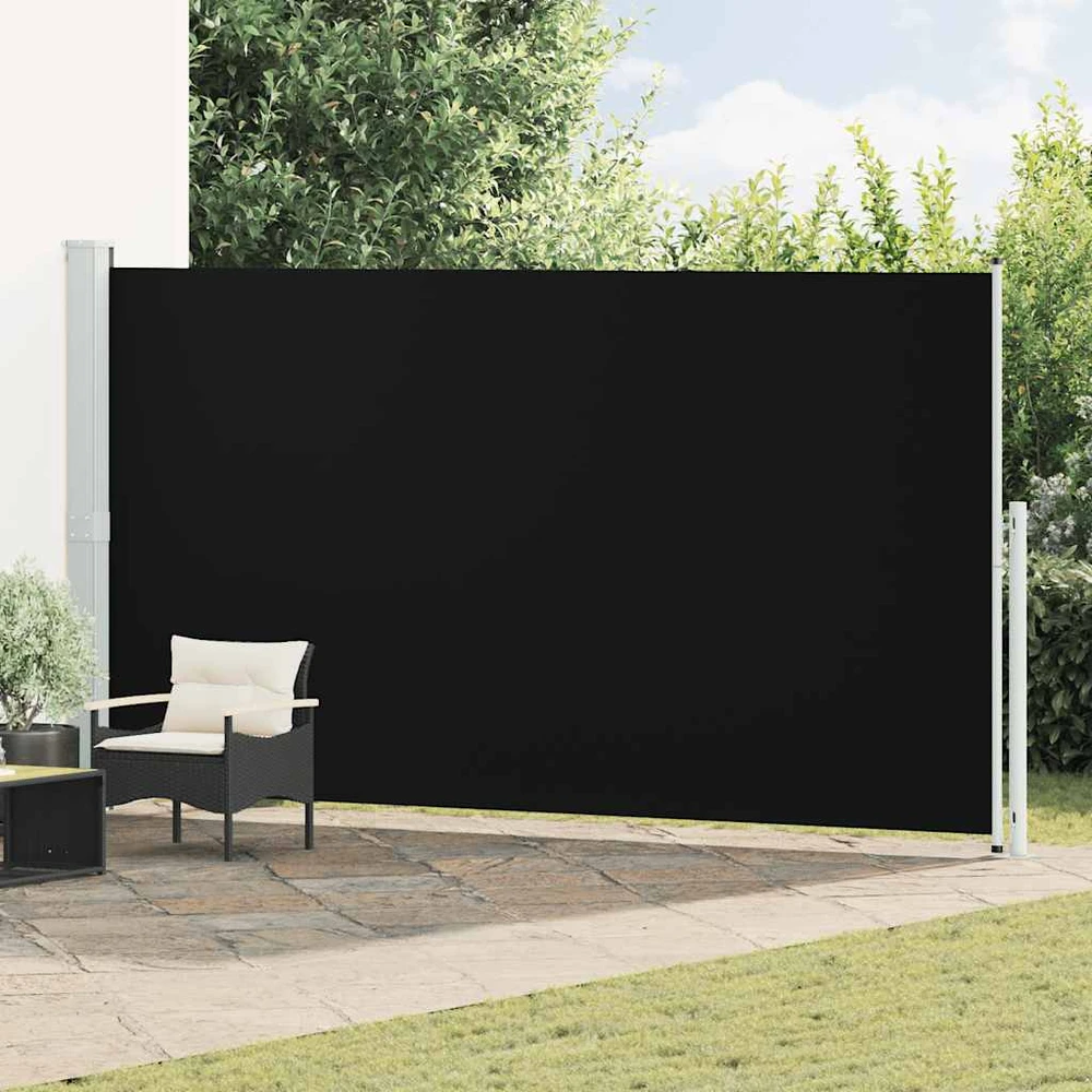 Ištraukiama šoninė kiemo pertvara, juodos spalvos, 200x500cm