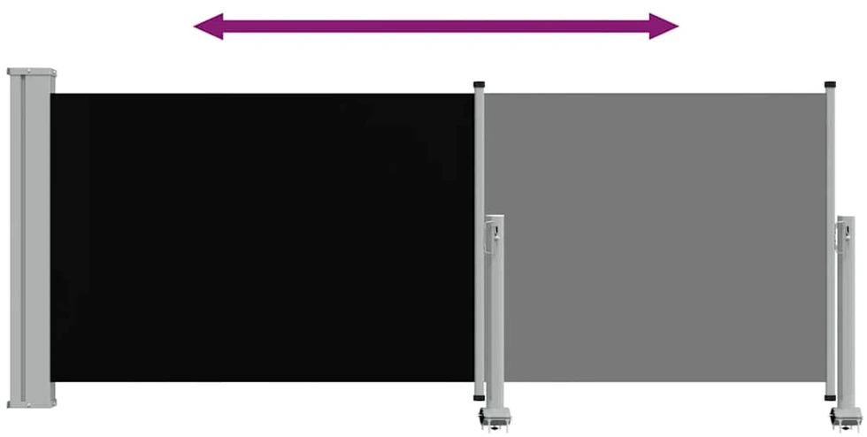 Ištraukiama šoninė kiemo pertvara, juodos spalvos, 100x300cm