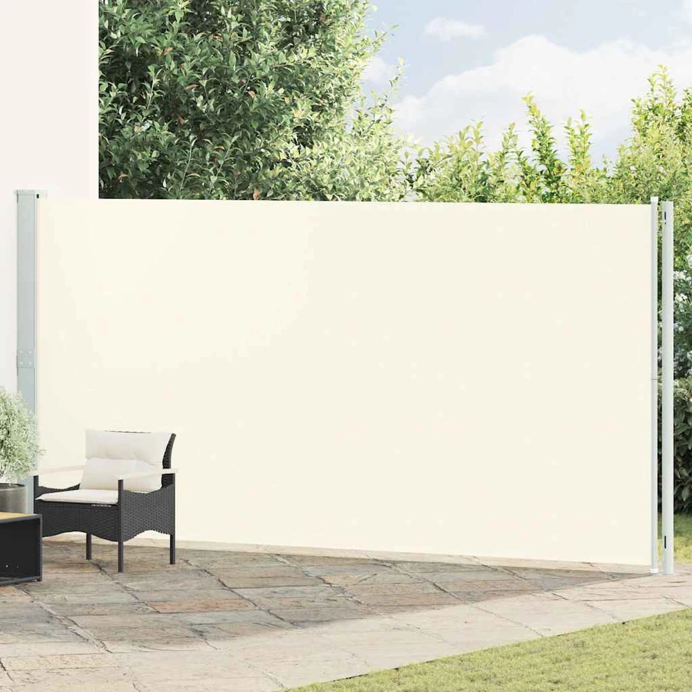 Ištraukiama šoninė kiemo pertvara, kreminės spalvos, 200x600cm