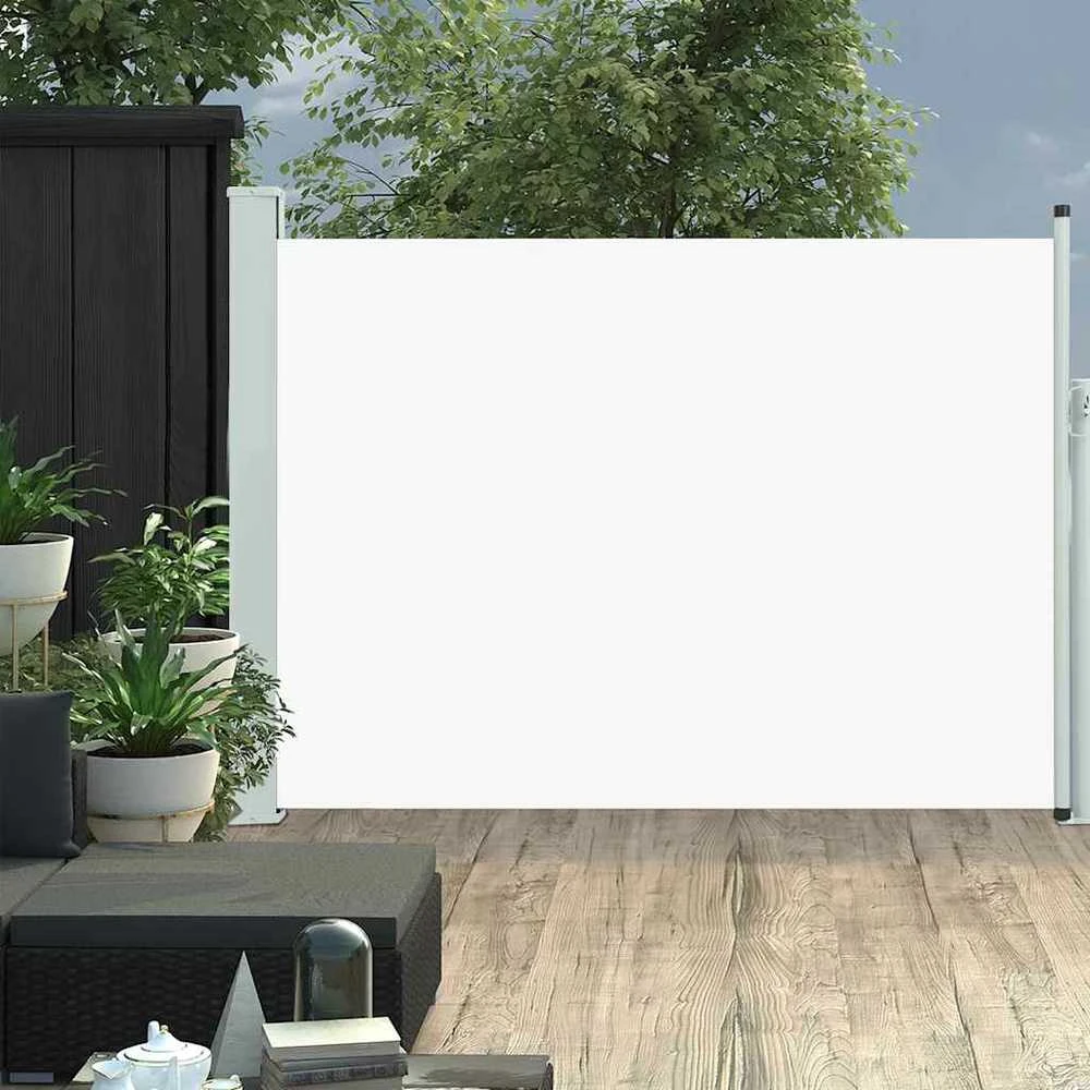 Ištraukiama šoninė kiemo pertvara, kreminės spalvos, 120x500cm