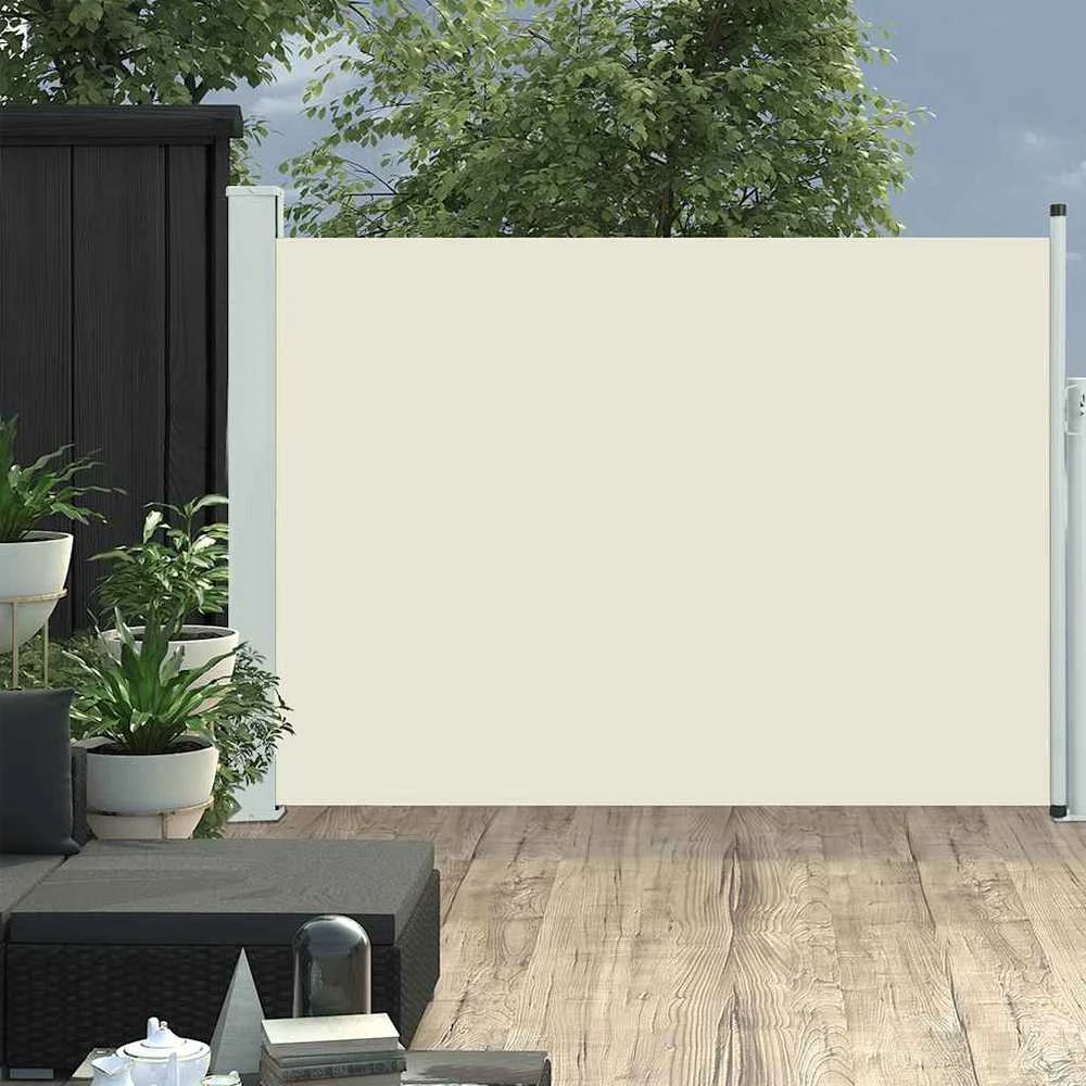 Ištraukiama šoninė kiemo pertvara, kreminės spalvos, 100x500cm