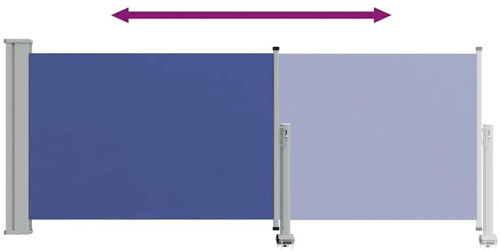 Ištraukiama šoninė kiemo pertvara, mėlynos spalvos, 100x300cm