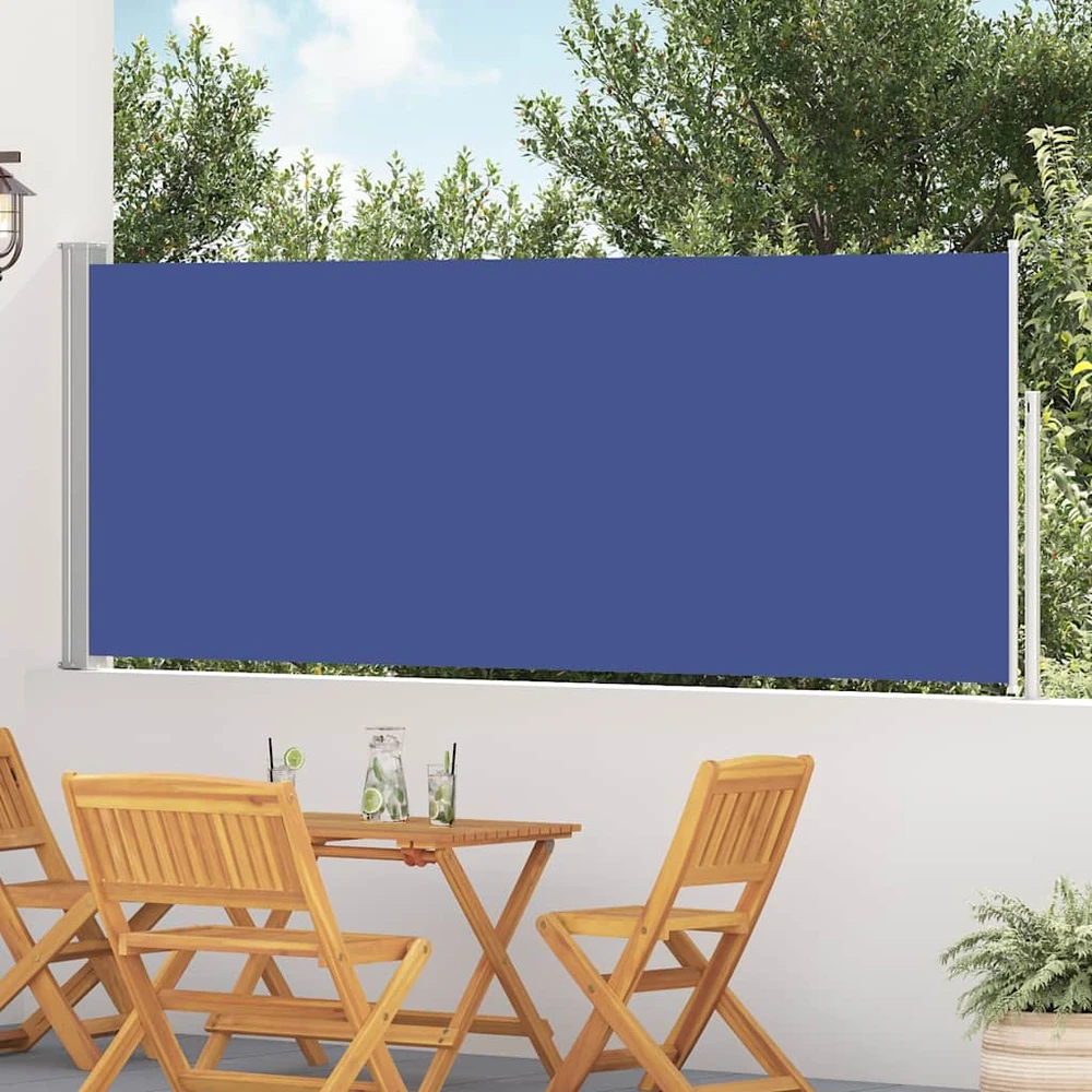 Ištraukiama šoninė kiemo pertvara, mėlynos spalvos, 117x514cm