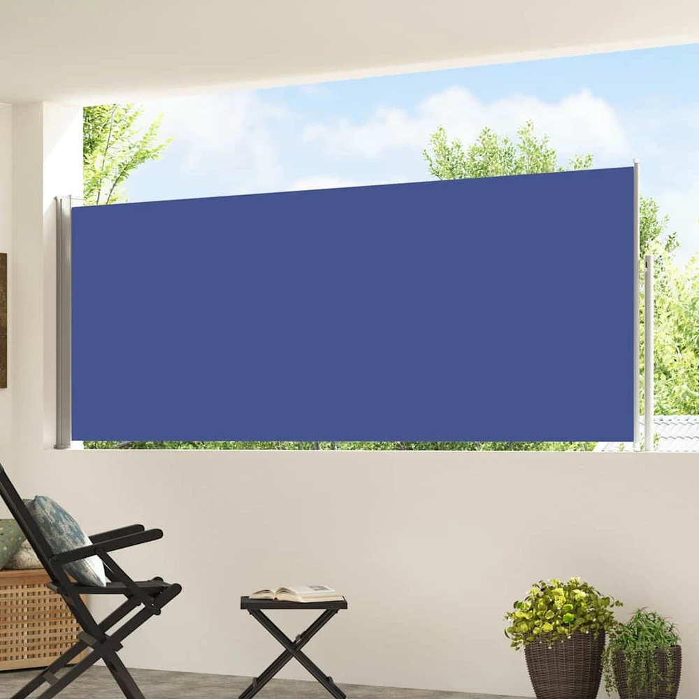 Ištraukiama šoninė kiemo pertvara, mėlynos spalvos, 117x514cm