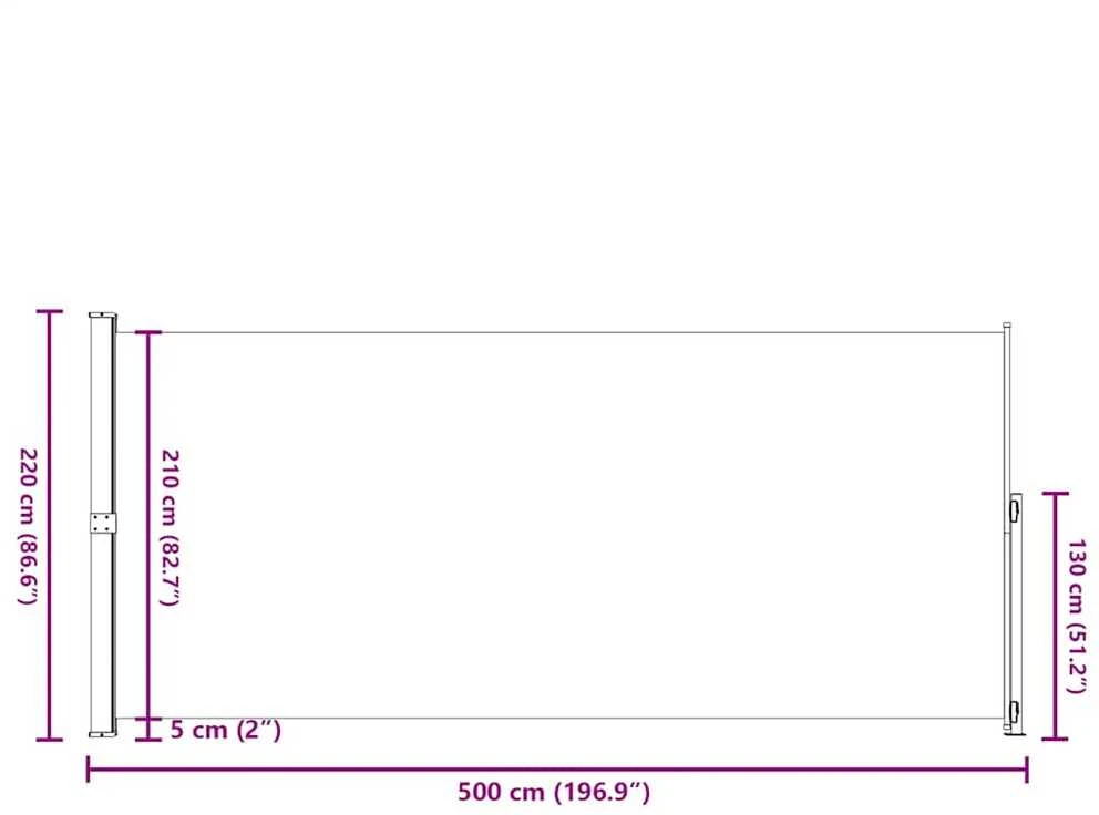 Ištraukiama šoninė kiemo pertvara, pilkos spalvos, 220x500cm