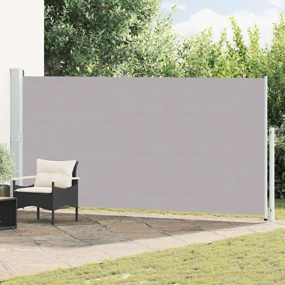 Ištraukiama šoninė kiemo pertvara, pilkos spalvos, 180x500cm