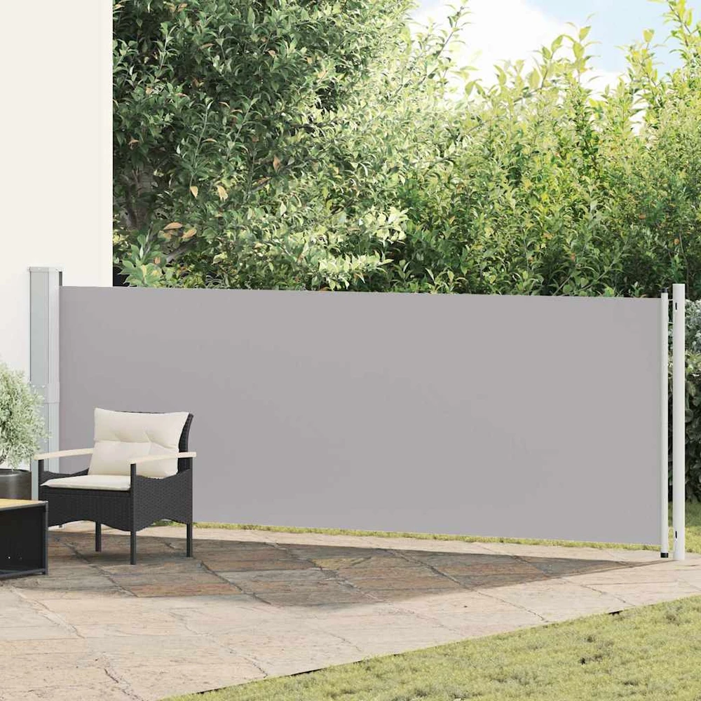 Ištraukiama šoninė kiemo pertvara, pilkos spalvos, 140x600cm
