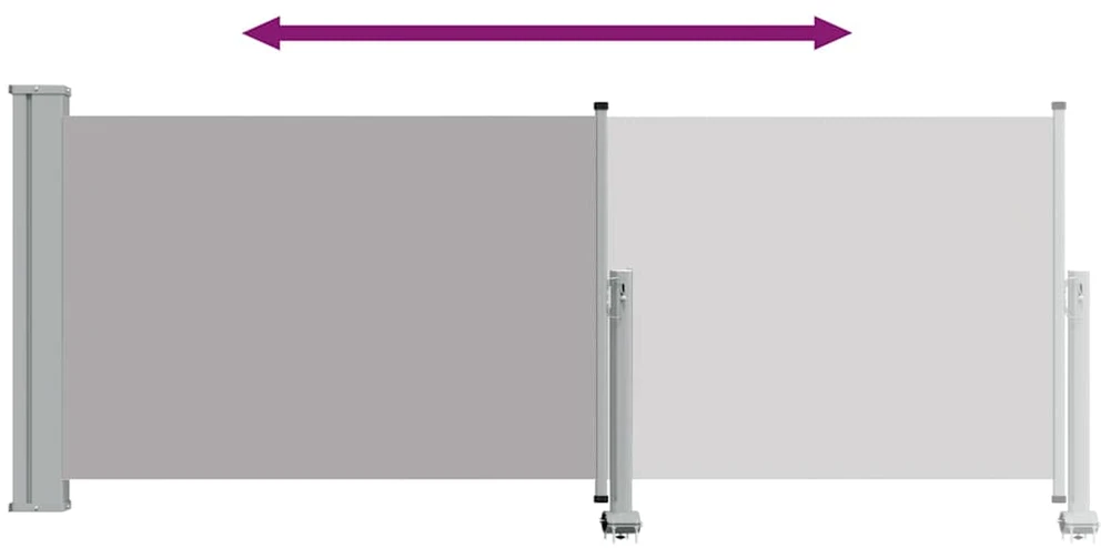Ištraukiama šoninė kiemo pertvara, pilkos spalvos, 100x300cm