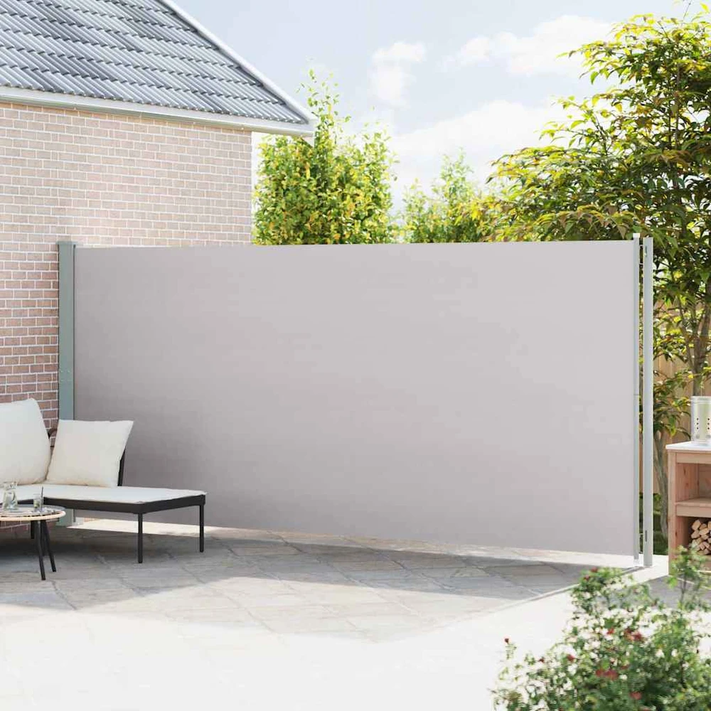 Ištraukiama šoninė kiemo pertvara, pilkos spalvos, 200x600cm
