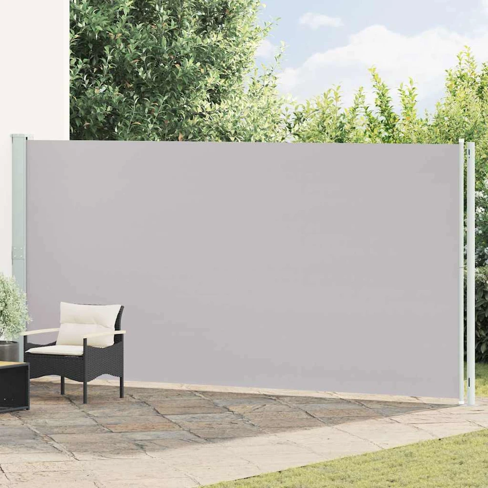 Ištraukiama šoninė kiemo pertvara, pilkos spalvos, 200x600cm