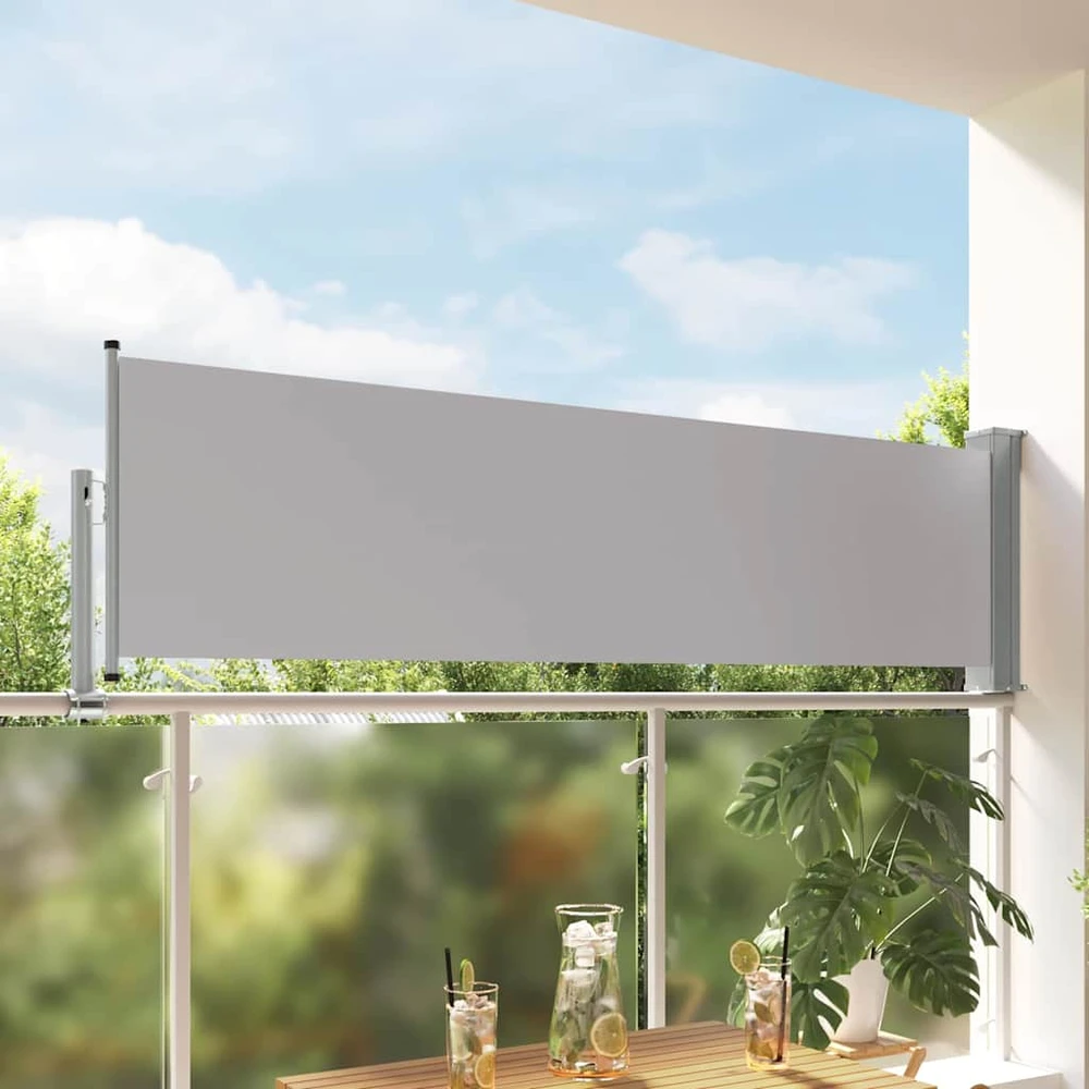 Ištraukiama šoninė kiemo pertvara, pilkos spalvos, 80x300cm