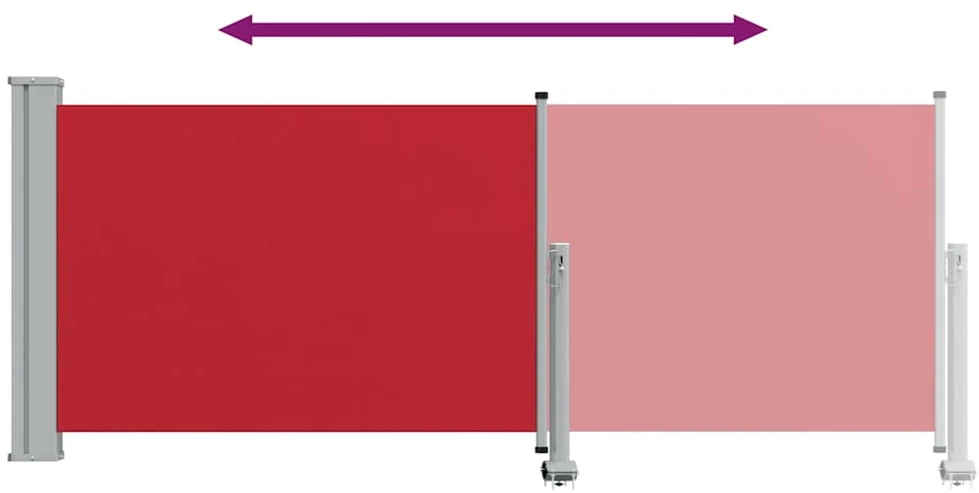 Ištraukiama šoninė kiemo pertvara, raudonos spalvos, 100x300cm