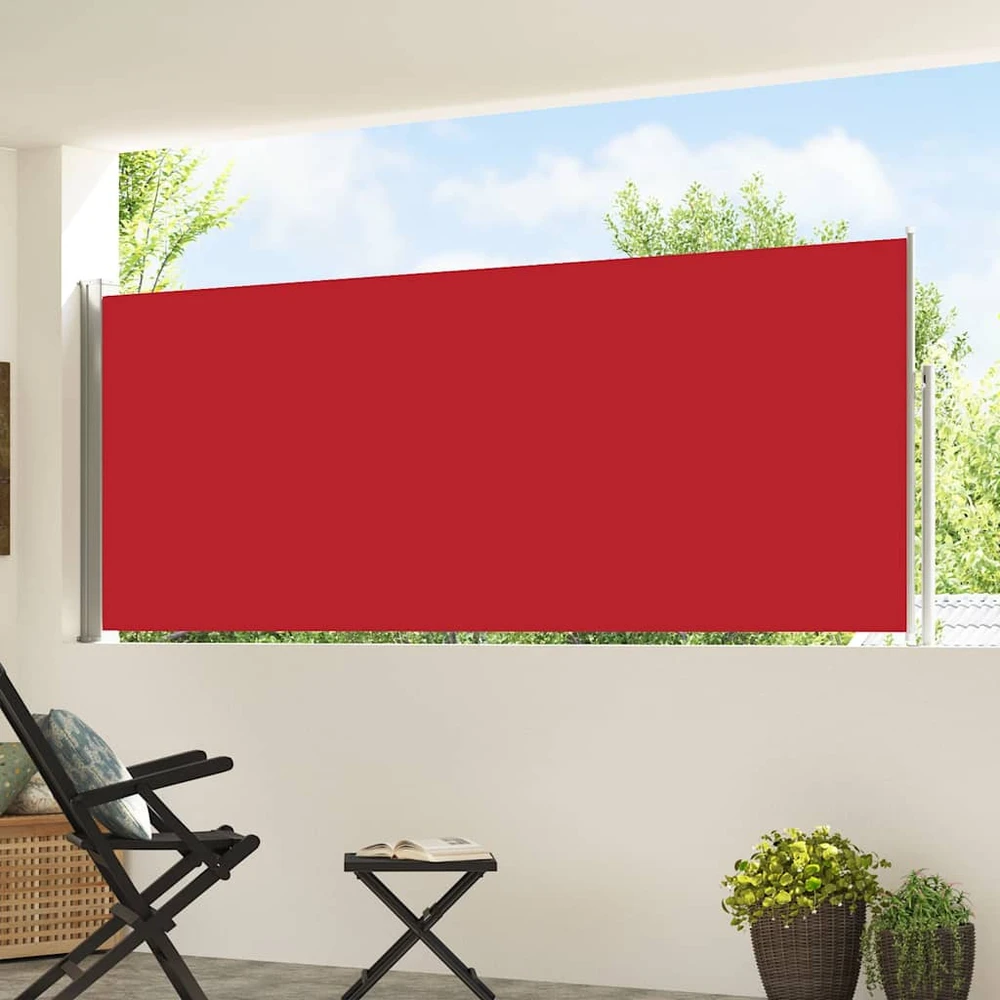 Ištraukiama šoninė kiemo pertvara, raudonos spalvos, 120x500cm