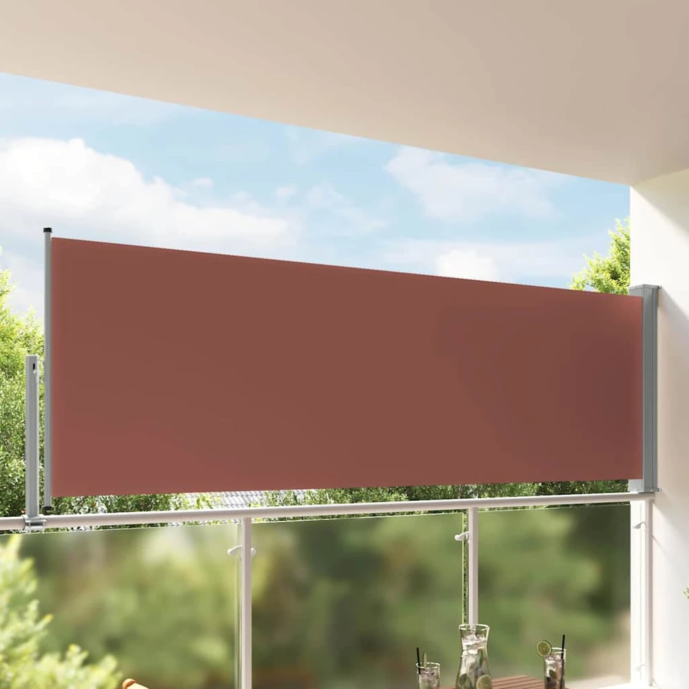 Ištraukiama šoninė kiemo pertvara, rudos spalvos, 120x300cm