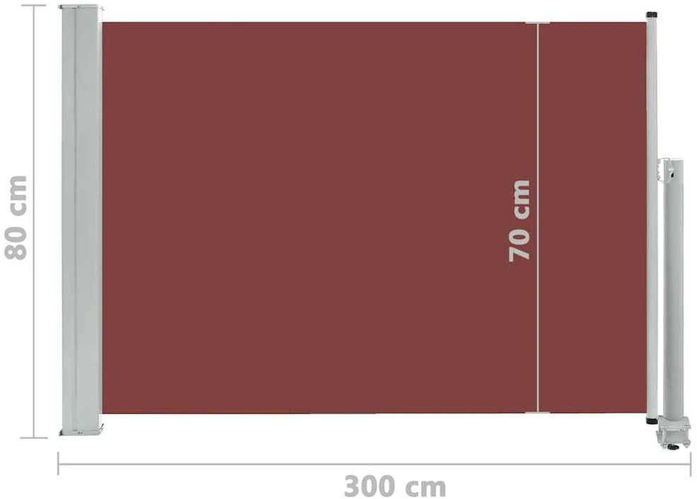 Ištraukiama šoninė kiemo pertvara, rudos spalvos, 80x300cm