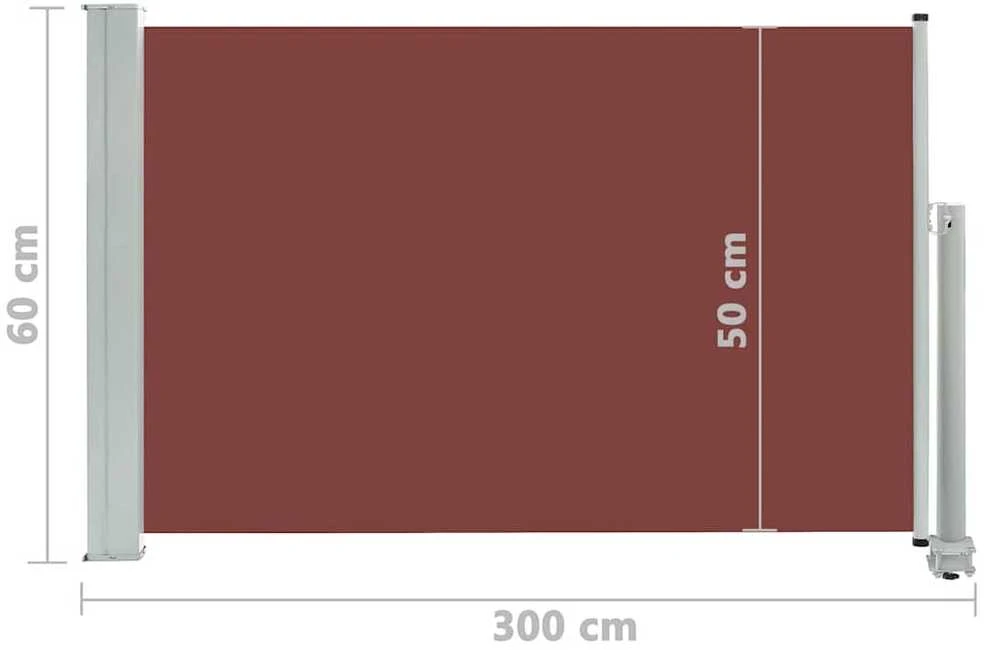Ištraukiama šoninė kiemo pertvara, rudos spalvos, 60x300cm