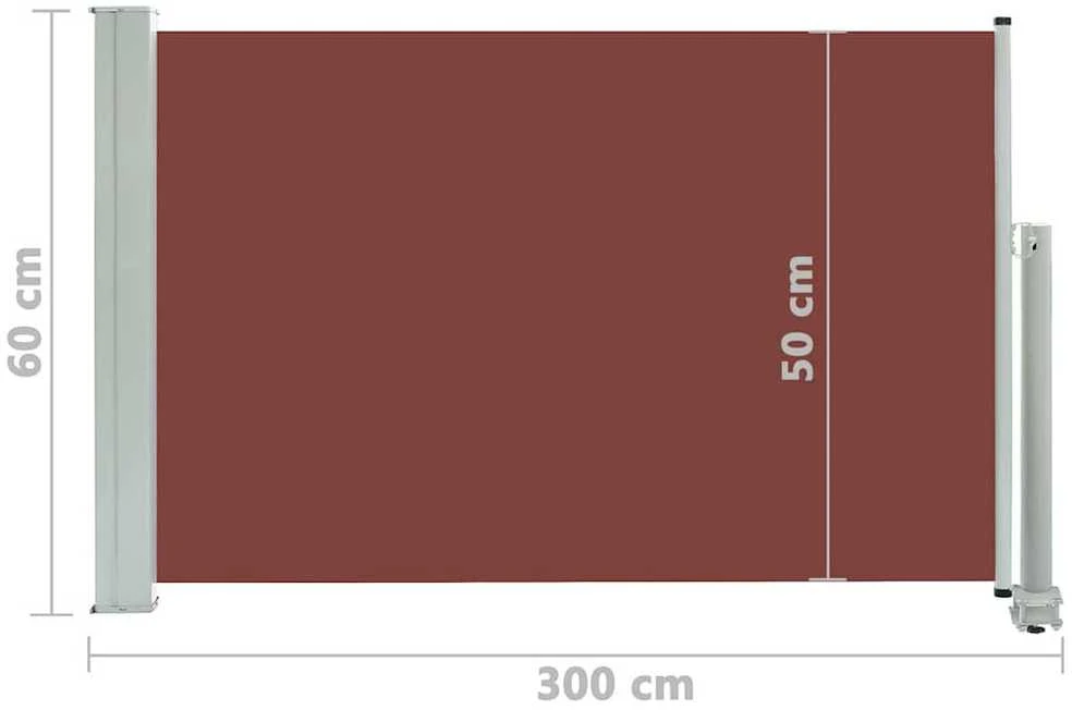 Ištraukiama šoninė kiemo pertvara, rudos spalvos, 60x300cm