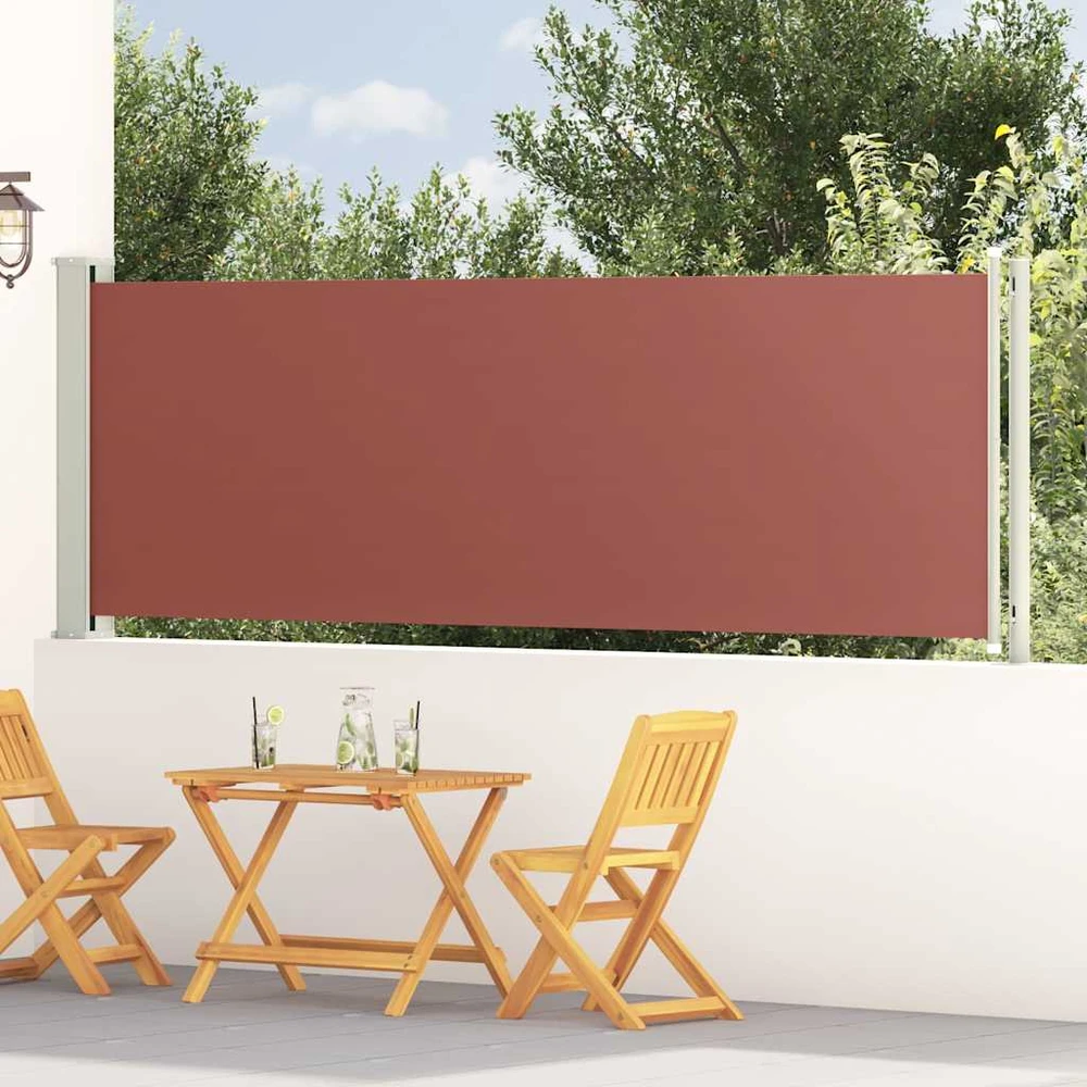 Ištraukiama šoninė kiemo pertvara, rudos spalvos, 117x600cm