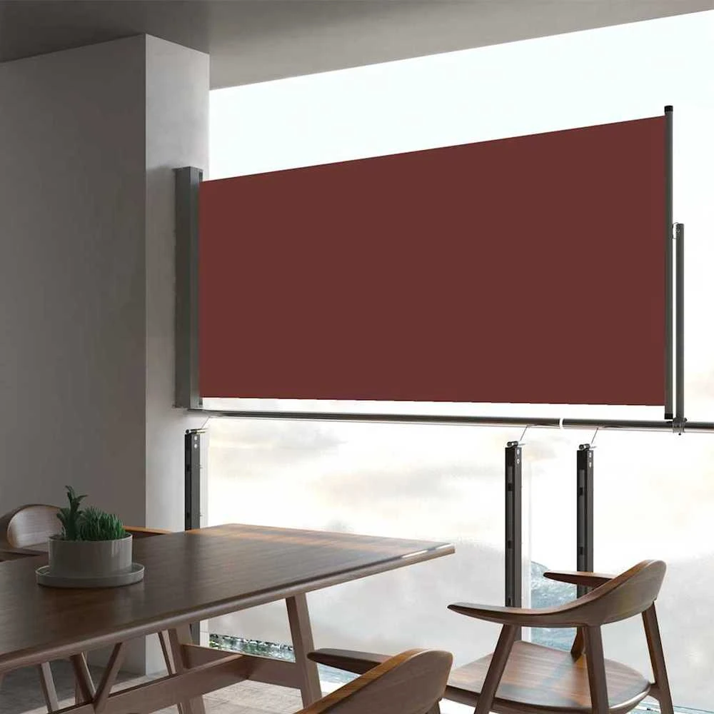 Ištraukiama šoninė kiemo pertvara, rudos spalvos, 60x300cm