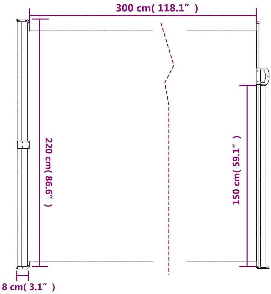 Ištraukiama šoninė markizė, smėlio spalvos, 220x300cm