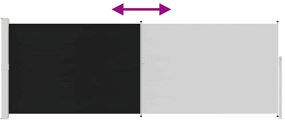Ištraukiama šoninė pertvara, juodos spalvos, 160x500cm