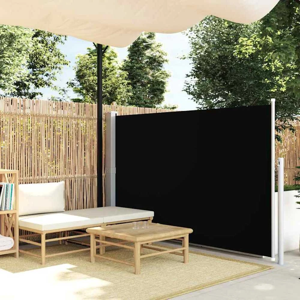 Ištraukiama šoninė pertvara, juodos spalvos, 140x300cm
