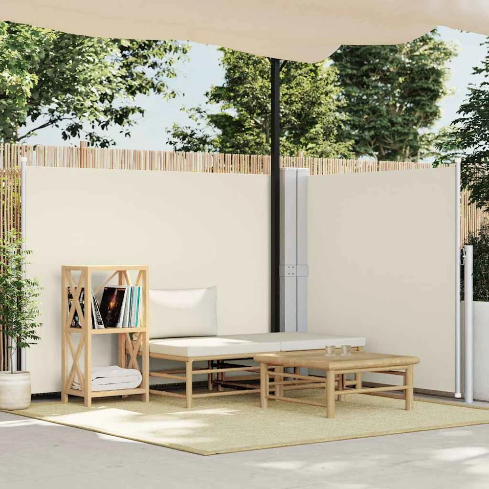 Ištraukiama šoninė pertvara, kreminės spalvos, 140x600cm