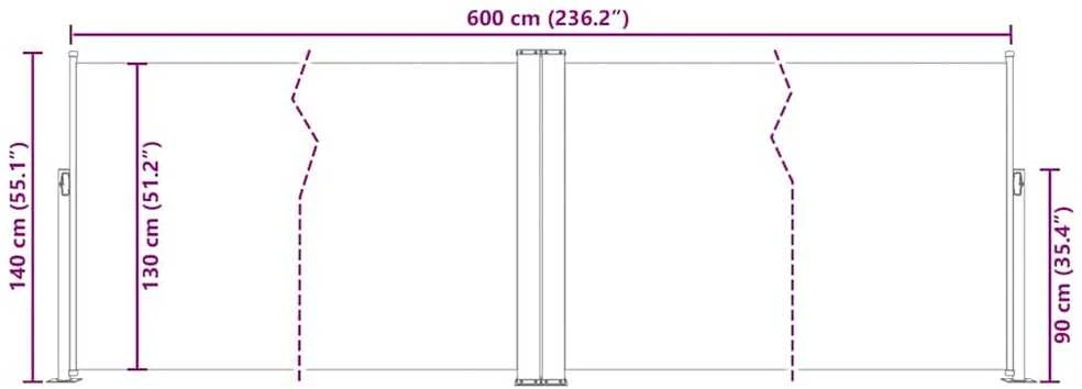 Ištraukiama šoninė pertvara, mėlynos spalvos, 140x600cm