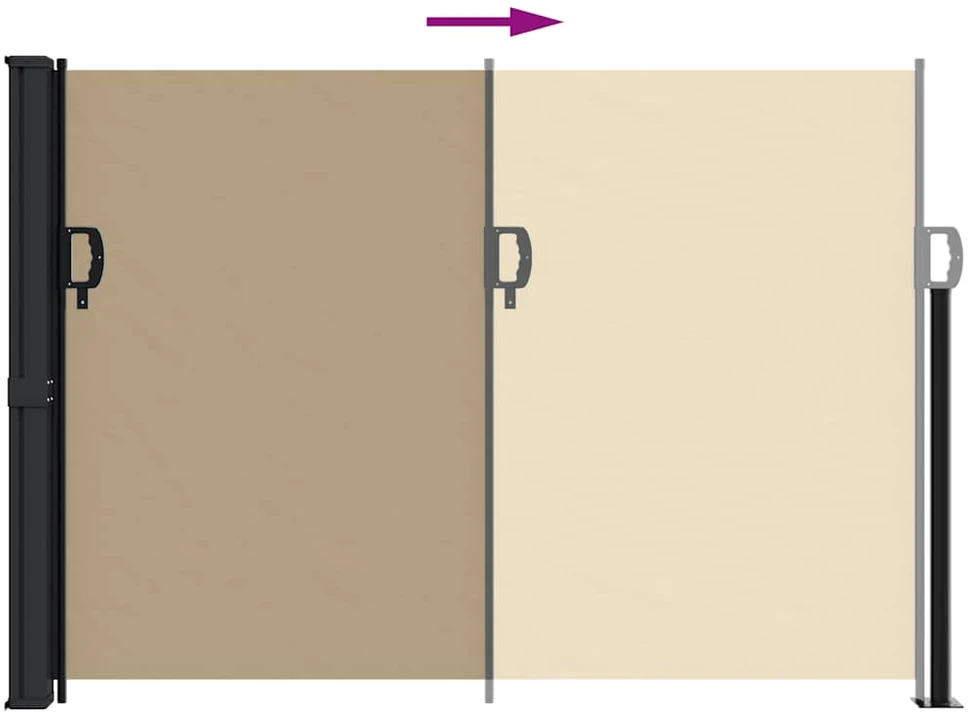 Ištraukiama šoninė pertvara, smėlio spalvos, 140x600cm