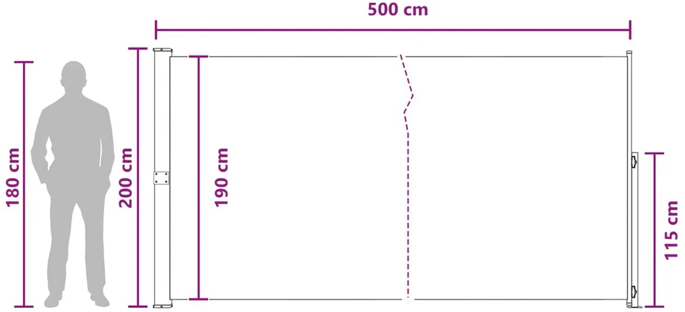 Ištraukiama šoninė užuolaida 200 x 500 cm