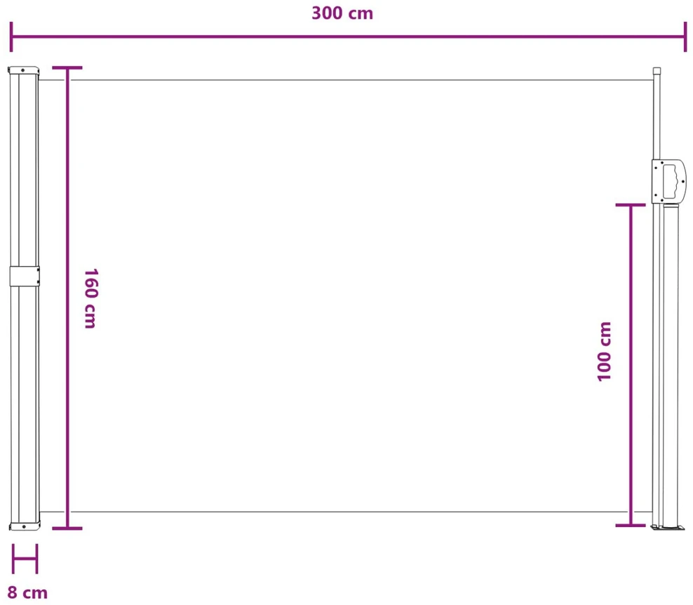 Ištraukiama šoninė užuolaida 160 x 300 cm