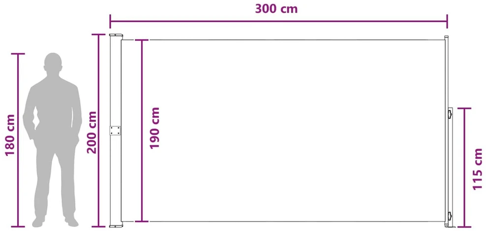 Ištraukiama šoninė užuolaida 200 x 300 cm