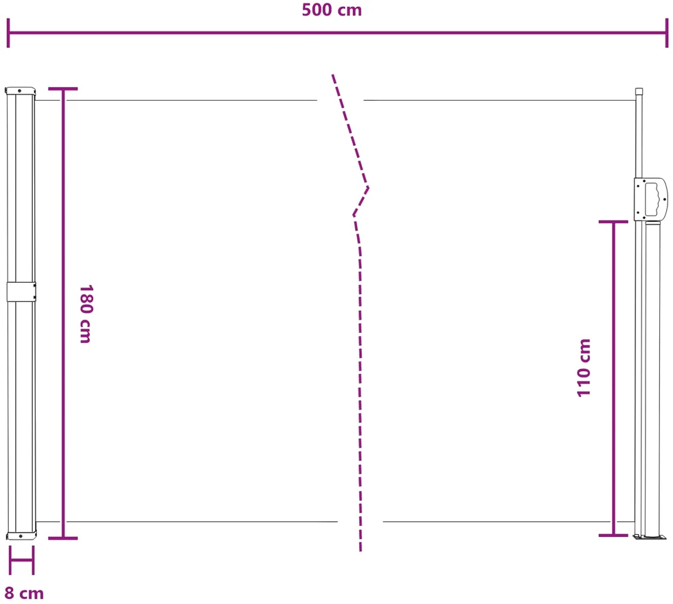 Ištraukiama šoninė užuolaida 500 x 180 cm Poliesteris