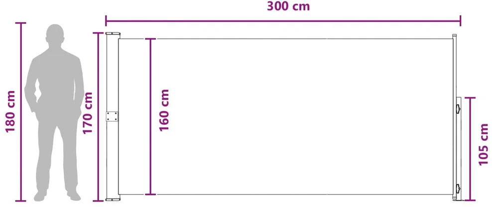 Ištraukiama šoninė užuolaida 170 x 300 cm Poliesteris
