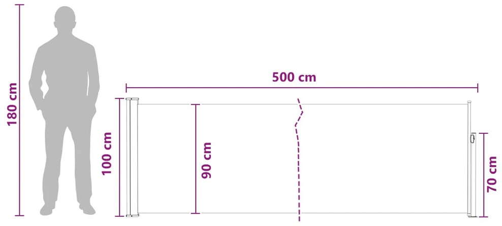 Ištraukiama šoninė užuolaida 500 x 100 cm Poliesteris
